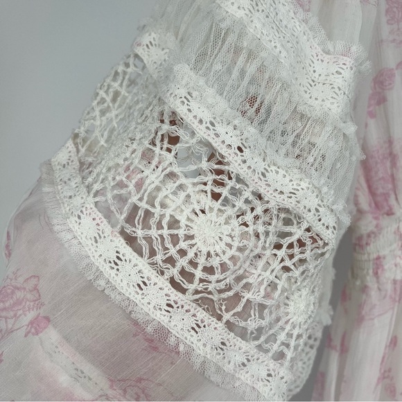 FillyBoo Charm Your Way Ruched Cottagecore Maxi Dress Gown in Sunday Pink Large - Picture 11 of 12